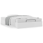Ottoman Bed Frame without Mattress White Double Faux Leather 3310830