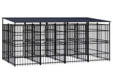 Outdoor Dog Kennel with Roof Steel 7.37 m 3097949
