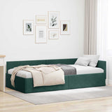 Corner Bed Frame Dark Green 90 cm x 190 cm Velvet 42016073
