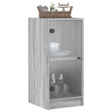 Side Cabinet with Glass Doors Grey Sonoma 35x37x75.5 cm 836404