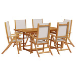 ZNTS 7 Piece Garden Dining Set Solid Wood Acacia and Textilene 3279297