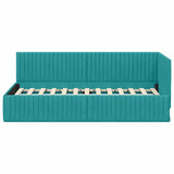 Corner Bed Frame with Headboard Turquoise 90 cm x 200 cm Velvet 42016274