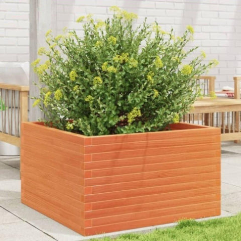 ZNTS Garden Planter Wax Brown 80x80x46 cm Solid Wood Pine 3282421
