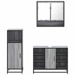 3 Piece Bathroom Furniture Set Grey Sonoma Engineered Wood 3301003