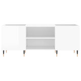 Record Cabinet High Gloss White 121x38x48 cm Engineered Wood 831670