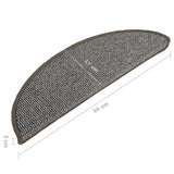 Stair Mats 15 pcs 56x17x3 cm Grey Half Round 149846