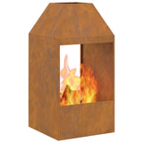 Fire Pit Brown 50 x 50 x 100 cm Weathering Steel 858989