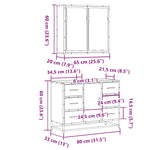 ZNTS 2 Piece Bathroom Furniture Set Grey Sonoma Engineered Wood 3300903