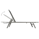 Sun Loungers 2 pcs with Table Steel and Textilene Black 48012