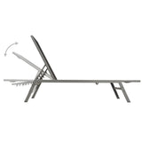 Sun Lounger Black Steel, Textilene, Glass Large 48012