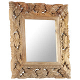 Hand Carved Mirror Brown 50x50 cm Solid Mango Wood 321638