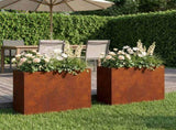 Garden Planter 2 pcs Rusty 50 x 20 x 40 cm Weathering Steel 8005455
