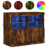 Sideboard with LED Lights Smoked Oak 81x37x67 cm 836662