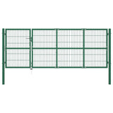 Garden Fence Gate with Posts 350x120 cm Steel Green 142570