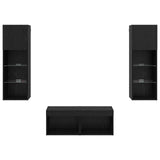 TV Wall Cabinets Wall-mounted 4 pcs Black Oak Engineered Wood 3402919