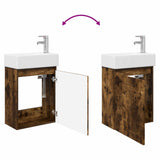 Bathroom Vanity Unit with Tap Smoked Oak 45.5 x 25.5 x 84 cm 889496