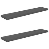 Floating Wall Shelves 2 pcs High Gloss Grey 120x23.5x3.8 cm MDF 323800