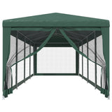Party Tent with 10 Mesh Sidewalls Green 3x12 m HDPE 319248