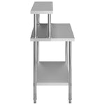 ZNTS Kitchen Work Table with Overshelf 120x60x120 cm Stainless Steel 3054468