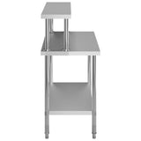 ZNTS Kitchen Work Table with Overshelf 120x60x120 cm Stainless Steel 3054468