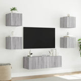 5 Piece TV Wall Cabinets with LED Lights Grey Sonoma 3216865