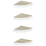 326632 Wall Corner Shelves 4 pcs Oak and White 25x25x3,8 cm MDF