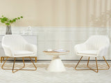 Set of Two Sherpa Fleece Dining Chairs - Cream T3398P340997