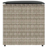 Cushion Box with Storage Light Grey 50 x 50 x 50 cm Poly Rattan 365413