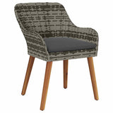 Garden Dining Set with Cushion 3 pcs Grey Poly Rattan 3261677