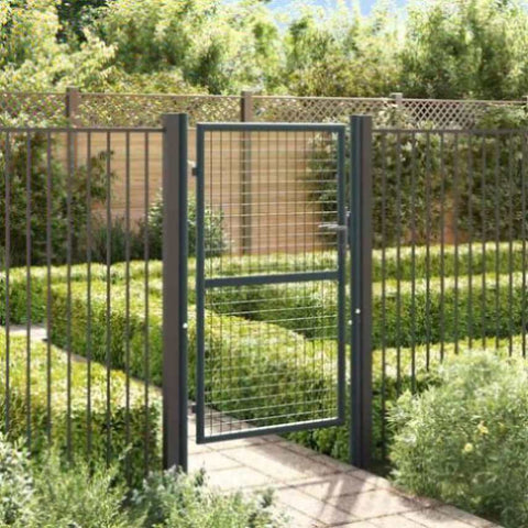 Mesh Garden Gate Galvanised Steel 100x150 cm Grey 145773