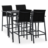 Garden Bar Set Black and Dark Grey Tempered glass, Steel, Textilene 3073576