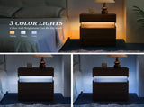 LED Nightstands Acrylic Board LED Bedside Tables for End Table with 3 Drawer Dresser for T3272P287616