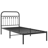 Metal Bed Frame without Mattress with Headboard Black 90x200cm 376593