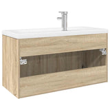 Bathroom Sink Cabinet with Built-in Basin Sonoma Oak 3325016