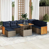 11 Piece Garden Sofa Set with Cushions Grey Poly Rattan Acacia 3327750