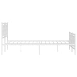 Metal Bed Frame without Mattress with Footboard White 150x200cm 374310