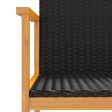Garden Chairs 2 pcs Black Poly Rattan&Solid Wood 368708