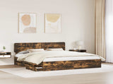 Bed Frame with Drawer Smoked Oak 180 x 200 cm Engineered Wood 3412161