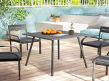 Square Garden Table with Slat Top, Steel Frame, Outdoor Table for 4 Person, 80 x 80 x 74 cm, Grey T3398P327969