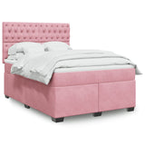 Box Spring Bed with Mattress Pink 140x190 cm Velvet 3290917