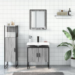 ZNTS 3 Piece Bathroom Cabinet Set Grey Sonoma Engineered Wood 3214347