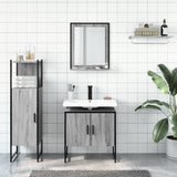 ZNTS 3 Piece Bathroom Cabinet Set Grey Sonoma Engineered Wood 3214347