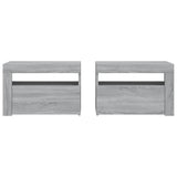 ZNTS Bedside Cabinets 2 pcs with LEDs Grey Sonoma 60x35x40 cm 3144973