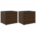 ZNTS Garden Planters 2 pcs Brown 36x30x32 cm Poly Rattan 3210532