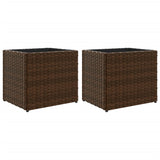 ZNTS Garden Planters 2 pcs Brown 36x30x32 cm Poly Rattan 3210532