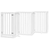 Dog Gate with Door Foldable 15 Panels White 750 cm Poplar Wood 3155652