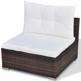 6 Piece Garden Lounge Set with Cushions Poly Rattan Brown 42742
