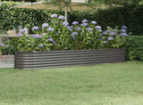 Garden Raised Bed Grey Powder-coated steel Large Durable 318874