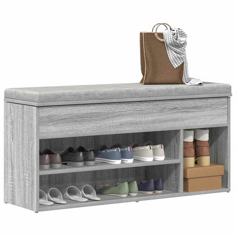 ZNTS Shoe Bench Grey Sonoma 102x30.5x45 cm Engineered Wood 859141