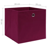 Storage Box Set of 10 Dark Red Non-Woven Fabric Medium Foldable 325201